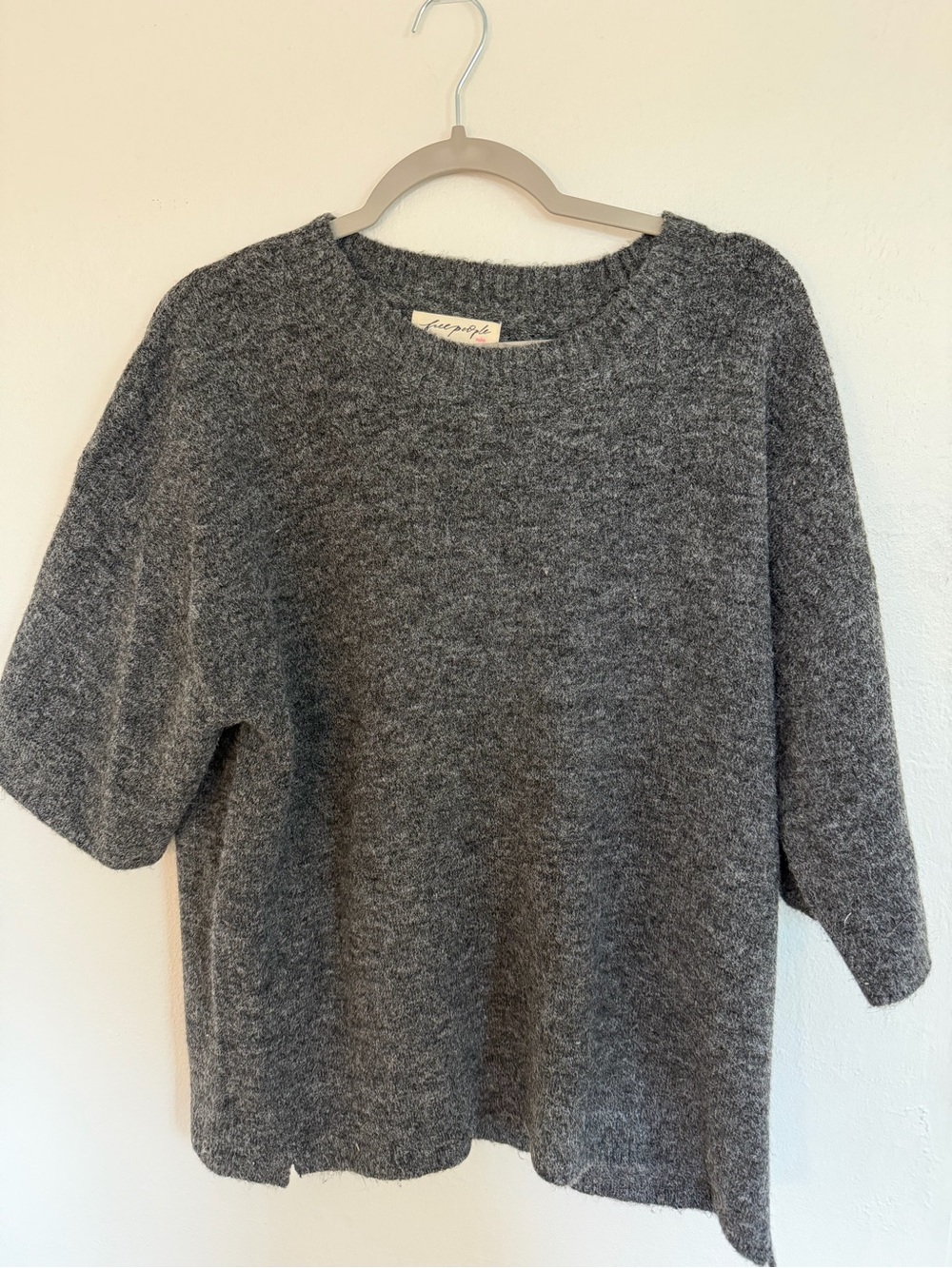 Free People Heather Gray Fuzzy Knit Top